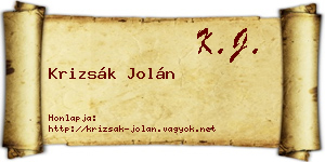 Krizsák Jolán névjegykártya