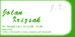 jolan krizsak business card